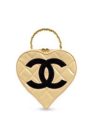 CHANEL Pre-Owned 1995 CC patch heart vanity handbag - Yellow