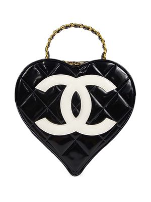 CHANEL Pre-Owned 1995 CC-stitch heart vanity bag - Black