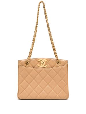 CHANEL Pre-Owned 1995 Jumbo diamond-quilted CC turn-lock shoulder bag - Brown