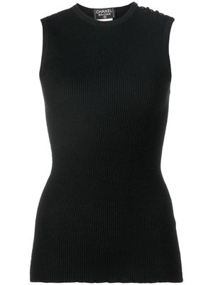 CHANEL Pre-Owned 1995 ribbed-knit tank top - Black