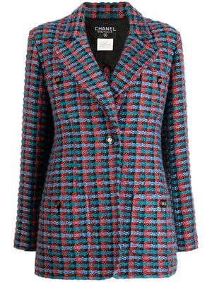 CHANEL Pre-Owned 1995 single-breasted tweed jacket - Blue