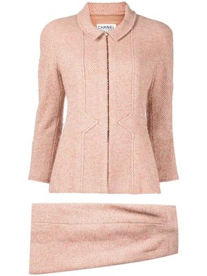 CHANEL Pre-Owned 1996 bouclé two-piece skirt suit - Brown