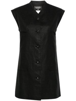 CHANEL Pre-Owned 1996 CC-button linen vest - Black