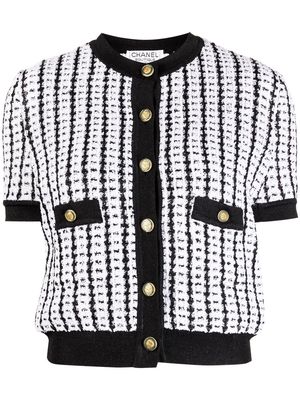 CHANEL Pre-Owned 1997 CC-button bouclé top and cardigan twinset - White
