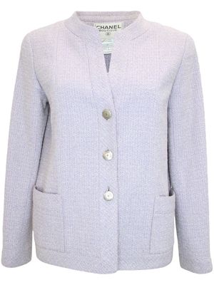 Chanel Pre-Owned 1998 collarless woven jacket - Purple