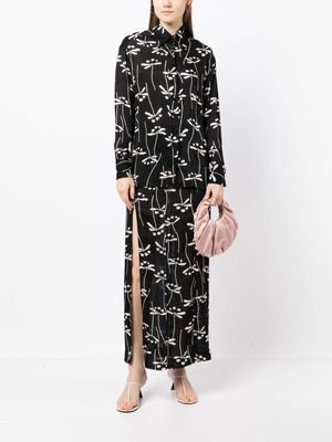 CHANEL Pre-Owned 1998 floral-print silk shirt and skirt set - Black