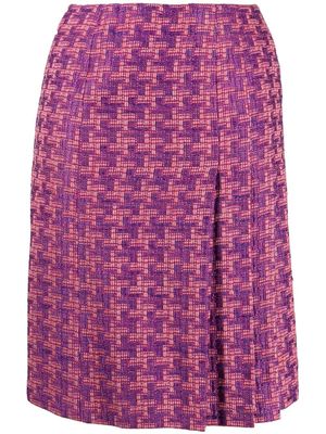 CHANEL Pre-Owned 2000s tweed houndstooth pleated skirt - Pink