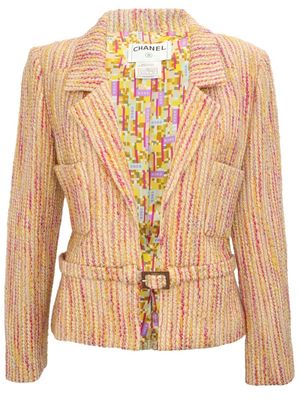 Chanel Pre-Owned 2001 belted wool-blend jacket - Multicolour
