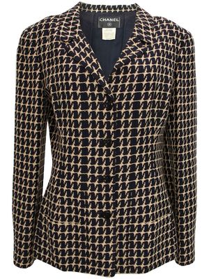 Chanel Pre-Owned 2001 logo buttons houndstooth blazer - Blue