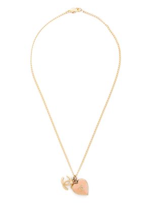 CHANEL Pre-Owned 2002 CC heart pendant necklace - Gold