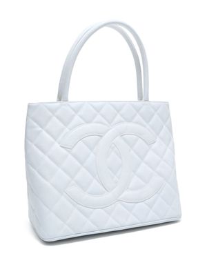 CHANEL Pre-Owned 2003 CC diamond-quilted tote bag - White