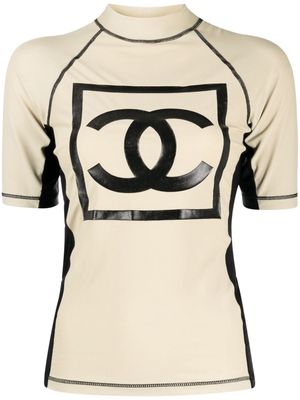 CHANEL Pre-Owned 2003 Sports line logo print surf T-shirt - Neutrals