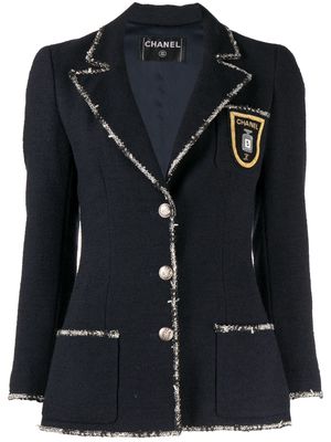 CHANEL Pre-Owned 2005 CC emblem-patch single-breasted jacket - Blue