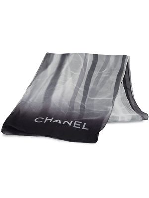 CHANEL Pre-Owned 2010-2020 logo-print silk scarf - Black