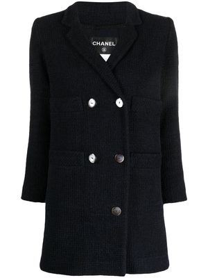 CHANEL Pre-Owned 2010 double-breasted bouclé jacket - Blue