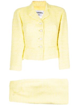 Chanel Pre-Owned 2010 single-breasted tweed skirt suit - YELLOW