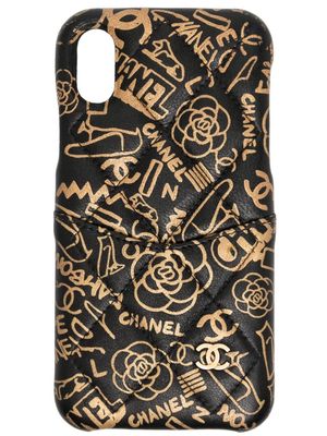 CHANEL Pre-Owned 2018-2019 camellia logo iPhone X case - Black