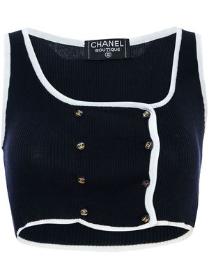 Chanel Pre-Owned CC-buttons crop top - Black