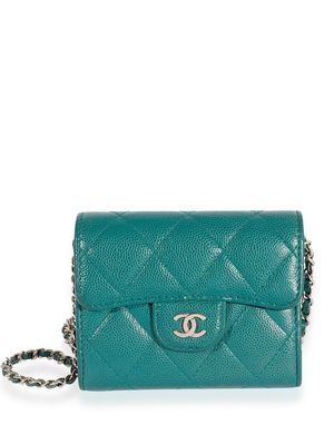 Chanel Pre-Owned CC diamond-quilted chain wallet - Blue