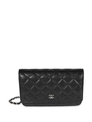 Chanel Pre-Owned CC diamond-quilted wallet-on-chain - Black