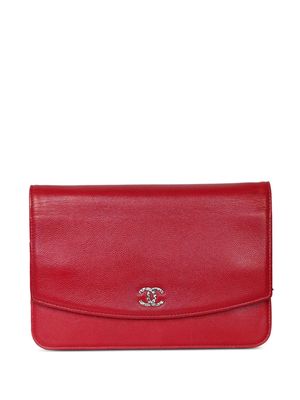 CHANEL Pre-Owned CC logo-plaque wallet on chain - Red