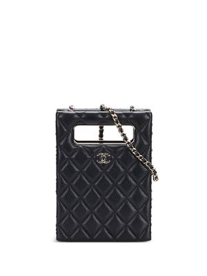 CHANEL Pre-Owned diamond-quilted CC evening bag - Black
