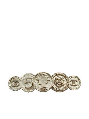 CHANEL Pre-Owned logo-coin hair barrette - Gold
