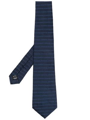 Chanel Pre-Owned logo-lettering silk tie - Blue
