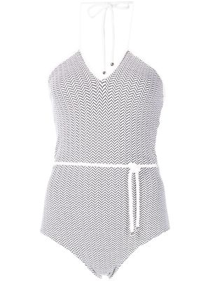 Chanel Pre-Owned patterned halterneck swimsuit - White