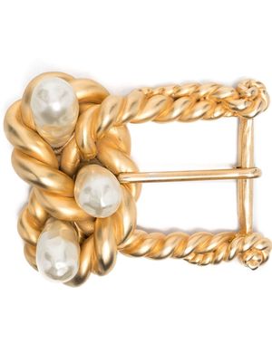 Chanel Pre-Owned pearl-embellished belt buckle - Gold