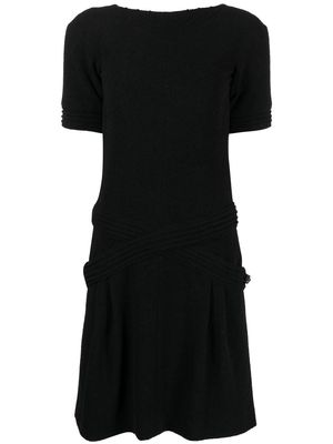 Chanel Pre-Owned rib-detailed short-sleeved dress - Black
