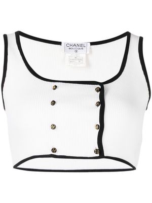 Chanel Pre-Owned rib-knit cropped tank top - White