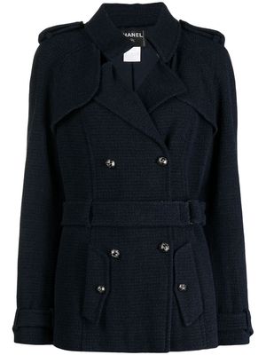 Chanel Pre-Owned short belted trench coat - Blue