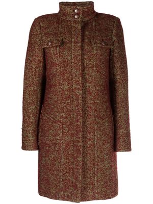 Chanel Pre-Owned stand-up collar bouclé coat - Red