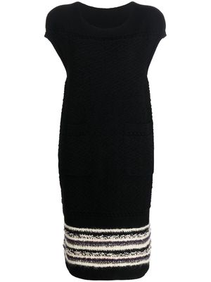Chanel Pre-Owned tweed detailing knitted dress - Black