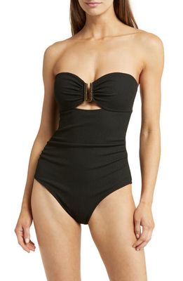 Change of Scenery Lisa Ring Hardware One-Piece Swimsuit in Black Texture