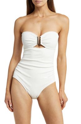 Change of Scenery Lisa Ring Hardware One-Piece Swimsuit in Ivory Texture