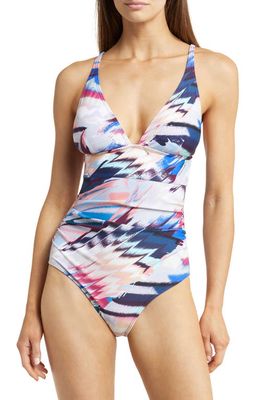 Change of Scenery Niki Ruched One-Piece Swimsuit in Mosaic Print