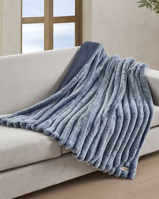 Channel Quilt Faux Fur Throw Blanket