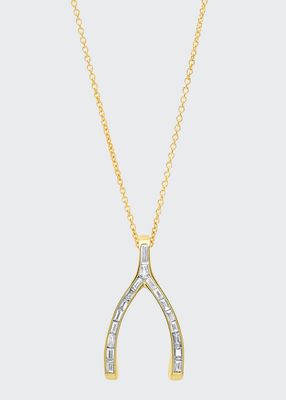 Channel-Set Diamond Baguette Wishbone Necklace