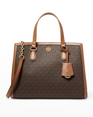 Chantal Medium Monogram Leather Satchel Bag