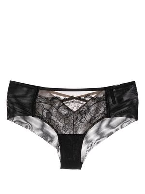 Chantal Thomass floral-lace cross-strap briefs - Black
