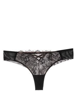Chantal Thomass semi-sheer floral-lace thong - Black
