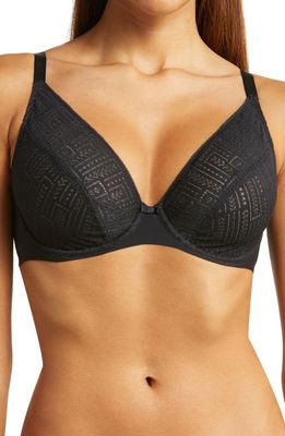 Chantelle Lingerie Everyday Graphique Underwire Lace Plunge Bra in Black