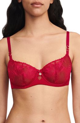 Chantelle Lingerie Orchids Underwire Demi Bra in Passion Red-Me