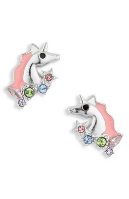 Chanteur Rainbow Crystal Unicorn Stud Earrings in Pink/Multi