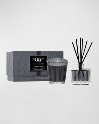 Charcoal Woods Petite Candle & Diffuser Set