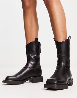 Charles and Keith square toe western boots in black