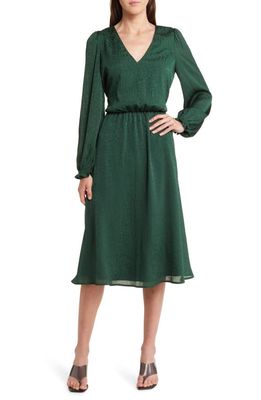 Charles Henry Floral Long Sleeve Dress in Forest Green