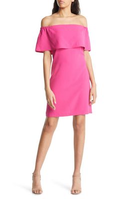 Charles Henry Off the Shoulder Dress in Fuchsia